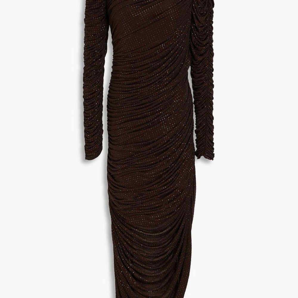 Simkhai Sanders crystal-embellished ruched jersey maxi dress size Large
